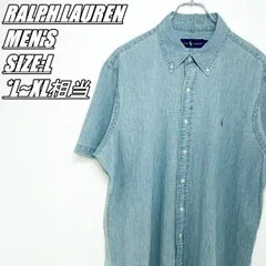 【US古着】RALPH LAUREN　ラルフローレン　半袖シャンブレーシャツ　メンズ　サイズ表記L　L~XL相当　ライトインディゴ