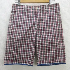 G■ユナイテッドアローズ/UNITED ARROWS GLR ハーフパンツ/チェック柄【M】赤紺/men's/59【中古】■