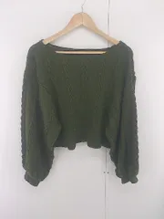 ◇ ITEMS URBAN RESEARCH クロップド丈 長袖 ニット セーター サイズONE ダークグリーン系 レディース P  【1306100000865】