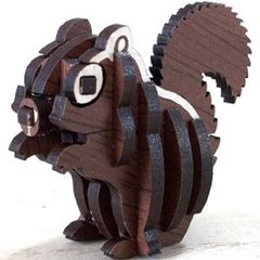 パズル造形　ミニチュア動物「シマリス」　シート貼りＭＤＦオーク（茶）