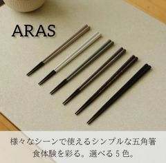 【新品】エイラス(ARAS) 五角箸 日本製 おしゃれ 先端 細い 使いやすい 耐熱温度 100度 食洗機対応 はし Chopsticks BPAフリー バイカラー グレー 黒 白 ピンクグレー グリーングレー ペア 夫婦箸 結婚祝い ギフト プレゼント