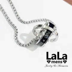 ネックレス メンズ レディース ダブルリング サージカル ステンレス CZダイヤモンド AAA キュービックジルコニア シルバー 金属アレルギー対応 送料無料 韓国ファッション 男性 プレゼント 人気 シンプル かっこいい アクセサリー ジュエリー