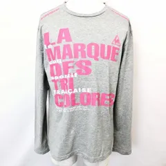 古着 ルコックスポルティフ le coq sportif Tシャツ カットソー 英字プリント 丸首 長袖 綿100% O (XL) ヘザーグレー(プリント:ピンク) メンズ