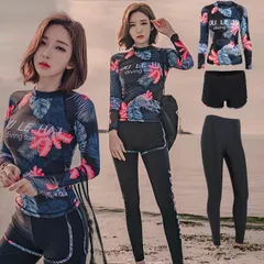 3点セット レディース水着 女性 水着 uvカット対策 大人用 上下セット スポーツウエア スイムウェア タンキニ 水着セット みずぎ おしゃれ スイミング 花柄