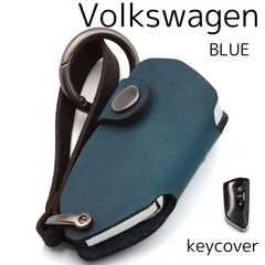 [NONINA] フォルクスワーゲン キーケース （青用ページ） キーカバー キーホルダー オイルレザー 本革 for Volkswagen  GOLF ゴルフ VW スマートキーケース