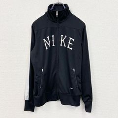 古着 used　NIKE　ナイキ　長袖トラックジャケット　ジャージ　レトロデザイン　刺繍ロゴ　ワンポイント　黒　ブラック
