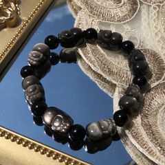 職人手彫り パンダ瑪瑙 ブレスレット 新品・未使用 大玉 天然石 天珠 