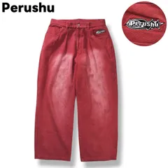 【人気】 ペルーシュ Perushu バギー デニム パンツ ジーンズ ジーパン Gパン テーパード ジップアップ 5ポケット L ピンク ストリート カジュアル ウェア 韓流 韓国 K－POP Y2K メンズ