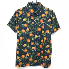 【超美品】キャロウェイ 半袖ポロシャツ ネイビー×オレンジ オレンジ総柄  ロゴ刺しゅう メンズ L ゴルフウェア Callaway