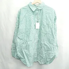 ◇ ⊂ ◎ ●美品● GRL グレイル ストライプ柄 長袖 シャツ サイズF グリーン　ホワイト レディース E  【1502060045551】