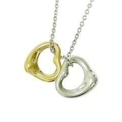 【中古】TIFFANY&Co. ティファニー シルバー ゴールド ダブル オープンハート ネックレス 3.2g 925/750刻印 430939 ネックレス