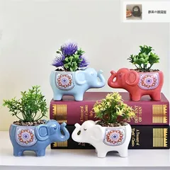 高級陶器　ゾウさん　象　置物　台　と　円形　うつわ　メダカ入れ　美術品 高級陶器 ゾウさん 象 置物 台 と 円形 うつわ メダカ入れ 美術