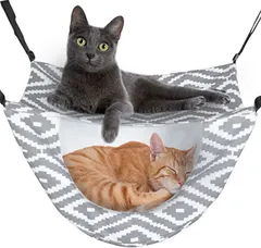 Petpia 猫 ハンモック ケージ用 丈夫 キャンバス生地 夏冬両用 耐荷重10kg 47x38cm 長さ調節可( ライトグレー・オルテガ,  ワンサイズ)のサムネイル