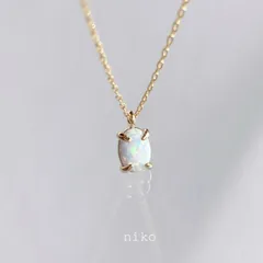 ◆ 421 オパール 一粒 ネックレス 40cm K16GP ゴールド オーバル型 ◆　再販 定番 人気 大人 上品 華奢 きれいめ シンプル アクセサリー 天然石 誕生石 10月