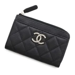 シャネル コインケース ココマーク マトラッセ キャビアスキン ストラス AP4558 CHANEL フラグメントケース カードケース 黒