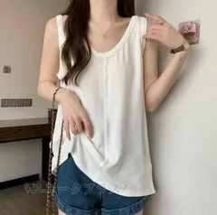 タンクトップ ノースリーブ レディース  Uネック  無地 インナー トップス ゆったり 薄手  jiadelong01