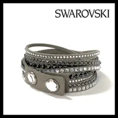 MU【SWAROVSKI】ダブル ラップ ブレスレット ラインストーン スエード グレー 2連 バングル スワロフスキー (MU-1171)