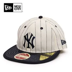 ニューエラ【ＮＥＷ ＥＲＡ】RC 59FIFTY フラットバイザー MLB Heritage Collection ニューヨーク・ヤンキース クーパーズタウン クロームピンストライプ ネイビーバイザー キャップ 帽子 レトロクラウン