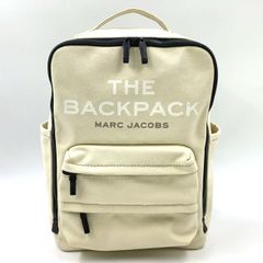 MARC JACOBS ジャカードスクエア A4サイズ収納可能 キャンバス オフホワイト バックパック ブラック