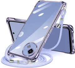 【在庫セール】AQUOS Wish5 用 ケース クリア ショルダー aquos wish5 SH-52F スマホケース アクオス ウィッシュ5 カバー 肩掛け 斜めかけ 縄掛けケース 透明 TPU 薄型 耐衝撃 携帯ケース 紐付き 斜めがけ 織りストラップ付