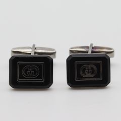 良品 ティファニー T&CO1837 カフス シルバー ブラック スクエア