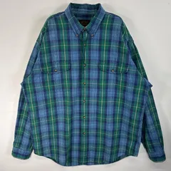 古着 80's～90's/80年代～90年代 ヴィンテージ エディー・バウアー Eddie Bauer 長袖シャツ チェック柄 ボタンダウン フラップポケ 黒タグ後期 L  ブルー系 マルチカラー メンズ