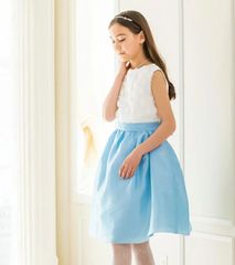 【サックス】バラモチーフのミニ丈キッズドレス TAK キッズ キャサリンコテージ
