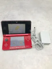 MK69△Nintendo ニンテンドー 3DS 本体 CTR-001 赤系 アダプター付き【通電のみ確認】ジャンク