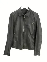 イサムカタヤマバックラッシュ ISAMU KATAYAMA BACKLASH GOAT SKIN Leather Jacket ゴートスキン レザージャケット S ブラック ライダース ジャケット ジップアップ アウターのサムネイル