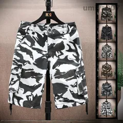 夏新作 ハーフパンツ メンズ 5分丈 迷彩柄 カーゴパンツ ショートパンツ 短パン 大きいサイズ 半ズボン ビッグシルエット ゆったり 通気 吸