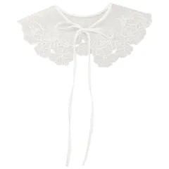 Elerevyo ブラウス 女性 取り外し可能 フェイクカラー 薄手 刺繍ミニケープチョーカー ネックラフ ディッキーカラー 白-2