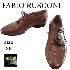 【訳あり】FABIO RUSCONI ファビオルスコーニ レースアップローファー ブラウン イタリア製 36サイズ レディース