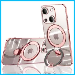 【特価商品】用 ケース MagSafe対応 6.1” クリア リング付き メッキ仕上げ レンズカバー付き 13 ソフトTPU 耐衝撃 傷に強い背面 iPhone ワイヤレス充電 ストラップホール付き アイフォン13 磁気カバー JOOBOY (iPhone13