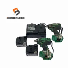☆中古品2点セット☆HITACHI 日立工機 14.4V コードレスインパクトレンチ WR14DBDL2/DBAL2 バッテリ2個(14.4V 6.0Ah) 充電器付き 107773のサムネイル