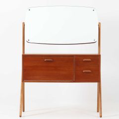 ドレッサー チーク×オーク材 幅79cm デンマーク製 北欧ビンテージ家具 北欧家具 木製 ミラー付き 収納家具 化粧台/DK17538