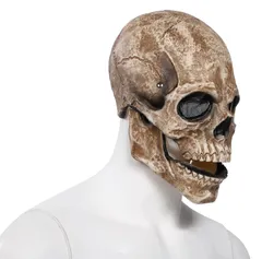 ドクロ スカル マスク 骸骨 口 顎 連動 動く可動式 ハロウィン パーティー カバー 被り物 リアル フルフェイス スケルトン ゾンビ 頭蓋骨 お面 かぶりもの 変身 コスプレ 衣装 クリスマス 大会 学園祭 文化祭 イベント お化け屋敷 お祭り 妖怪 モ 