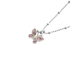 アナスイ ANNA SUI 蝶 ラインストーン ボールチェーン ネックレス シルバー色のサムネイル