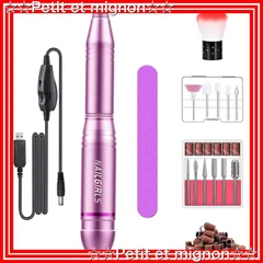 【スピード発送】爪磨き ネイルケア キット 甘皮処理 オフ ジェルネイル 甘皮ケア ビット ネイルマシン 11個のビット 正逆回転　無段階変速　USB給電　自宅サロン用（ピンク） 電動ネイルマシン NAILGIRLS