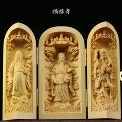 ミラクル起す魂入り仏！タイ国製チーク木製克明細工縦14cmガーナ
