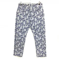 【超美品】パーリーゲイツ パンツ グレー系×ネイビー 英字総柄 内側ニコちゃん ストレッチ メンズ  ゴルフウェア サンプル品 PEARLY GATES