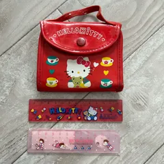 平成レトロ★ハローキティ お財布バッグ&定規2本セット 1990年代 サンリオ