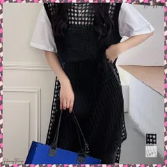 送料無料 透かし編みロングベストサイドスリット夏服 レディース ノースリーブ チュニックニットベスト レイヤード 重ね着メッシュジレ 大人可愛い ニットワンピース ゆったり 透け感 薄手ベスト 体型カバートップス サマーニット韓国風