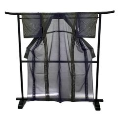 小紋/紗/美品/夏用/グレー/仕立上がり/適応身長157～165㎝/11089