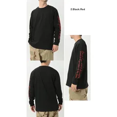 新品未使用 [75plus-09/02BRed]メンズ腕ロゴ プリント 黒　白　グレー　スーパーヘビー長袖Ｔシャツ