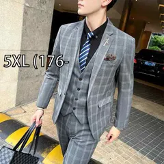 [5XL (176-] メンズ ファッション 服 男性用 オシャレ シンプル 大人 かっこいい 大きいサイズ ストリート 紳士服 スーツ スリム ビジネス フォーマルスーツ カジュアル 花婿 付添 アジアン スーツ