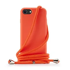 オレンジ_iPhone678SE Handodo iPhoneSE ケース 第2世代 第3世代 iPhone 8 ケース iPhone 7 ケース iPhone 6 ケース 2020 新型 第2世代 第3世代 液体シリコーン ランヤード ネックストラップ 調節