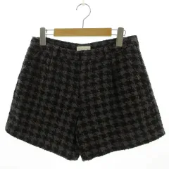 インデックス INDEX パンツ ショートパンツ 千鳥格子 ツイード グレー ブラック 黒 L
