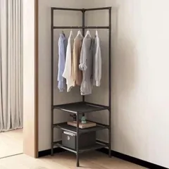 ★ハンガーラック　コーナーハンガー パイプラック 3段棚 洋服ラック 小物　収納　省スペース　玄関ラック　リビングラックのサムネイル