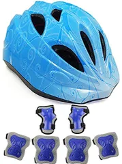 YRINA （ユリーナ） 子供用 ヘルメット 自転車 こども キッズ 肘 膝 手首 プロテクター セット 調整可能 軽量 幼児 サイクリング ブルードリーム Sサイズ(12ブルードリーム（Sサイズ）)