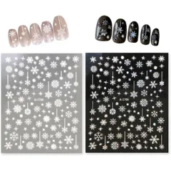 ネイルシール 雪 冬 雪の結晶 白 銀 クリスマス スノー ネイルステッカー ネイルアート セルフネイル きらきらぷんぷん丸 NAS-083